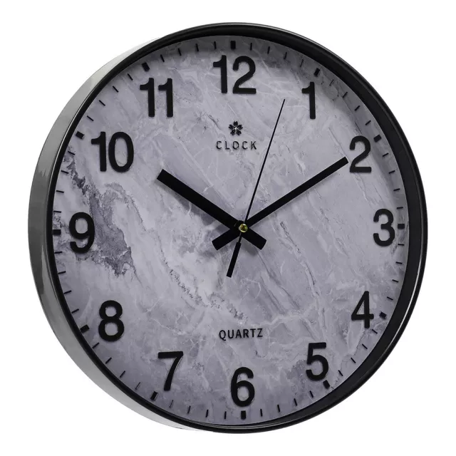 Grey Marble 30cm Wall Clock Silent Living Room Kitchen Bedroom Office Home Decor