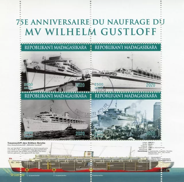 Madagascar Military Stamps 2020 CTO WWII WW2 Wilhelm Gustloff Ships 4v M/S