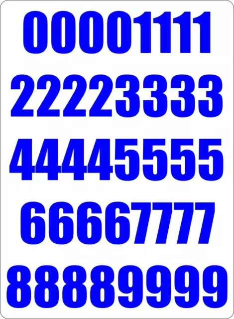 Set 40x autocollant sticker porte voiture moto numero nombre chiffre course bleu