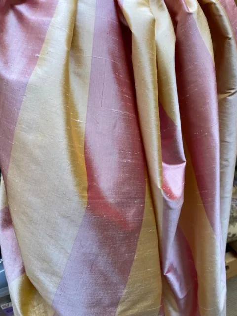 Robert Allen  Silk Dupioni Stripe Fabric Drapery Pillows Upholstery 4.5 Yards