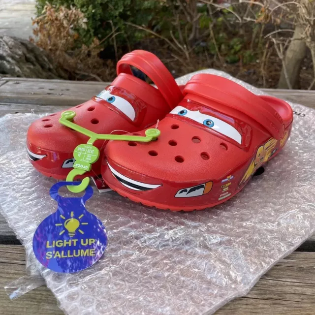 DISNEY PIXAR LIGHTNING McQueen Light Up Crocs Adult Size 11M