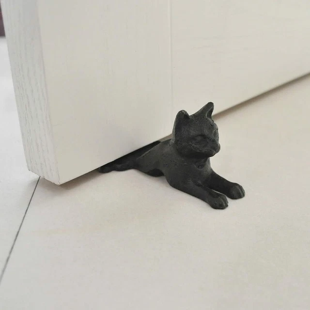 Cast Iron Door Stop Old Vintage Antique Cat Design Decorative Stopper Wedge NEW