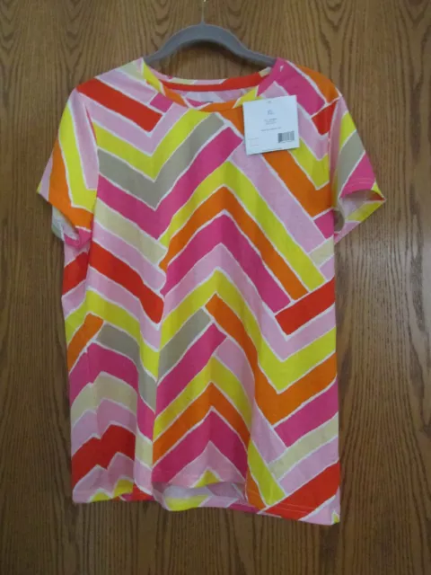 Liz Claiborne chevron print short sleeve round neck t-shirt top - XLarge