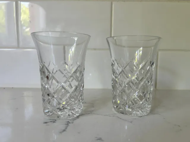 Bohemia Crystal Diamond Cut Glasses (flared top) 2 only Price For Both 3