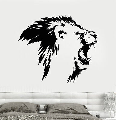 Vinyl Wall Decal Lion King Head Roar Predator African Animal Stickers (1840ig)