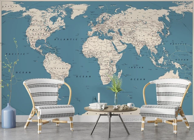 3D WORLD MAP Details Wallpaper Wall Mural Peel and Stick Wallpaper 851 ...