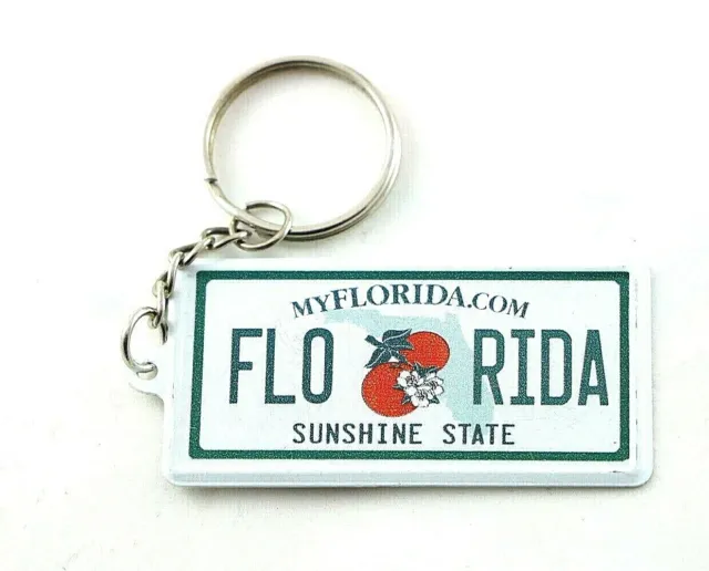 Florida License Plate Aluminum Ultra-Slim Souvenir Keychain 2.5"x1.25"x0.06"