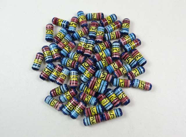 Perlen  Keramikperlen bunt Zylinder 18x7mm Bastelschmuck Loch 2mm Handarbeit NEU 3