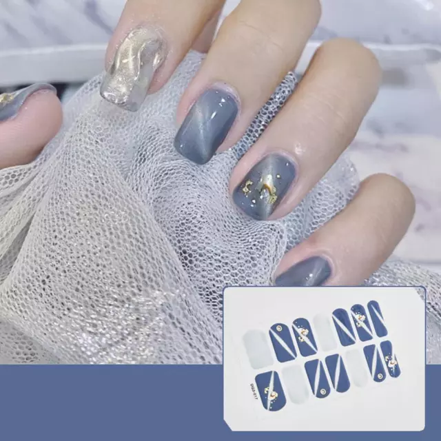 Gel Nail Stickers Full Nail Wraps Semi Cured Gel Nail Polish Strips Glitter '