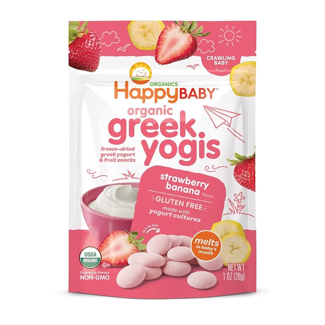 Happy Baby Organics Greek Yogis Freeze-Dried Yogurt 1 Ounce (Pack of 1)