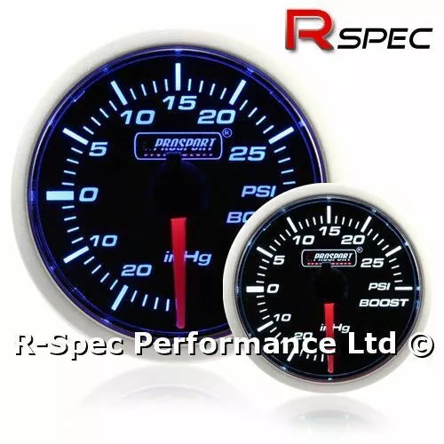 NEW MECHANICAL 52mm Prosport Super Blue / White Turbo Boost Gauge Kit - PSI