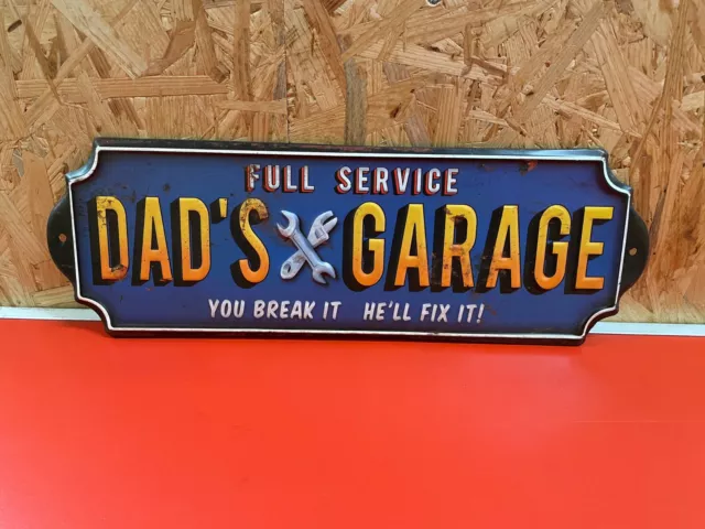 Wandschild Eisen Dad's Garage L.42x14cm NEU