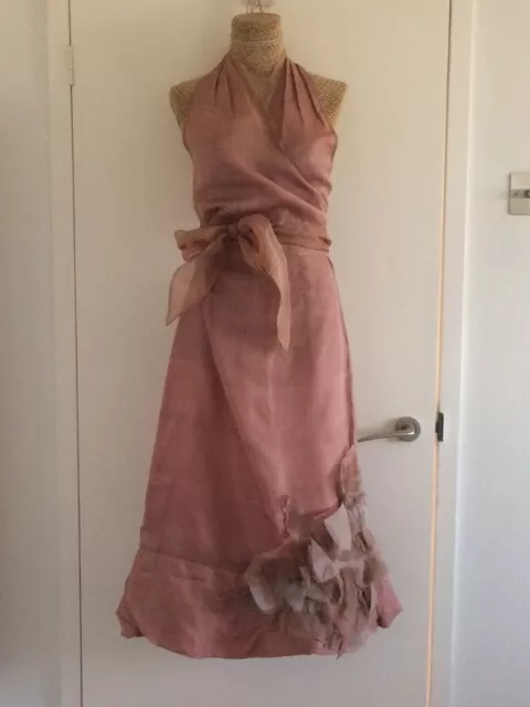 Romyda Keth handmade 100% silk dusty rose occasion dress, size m, EUC