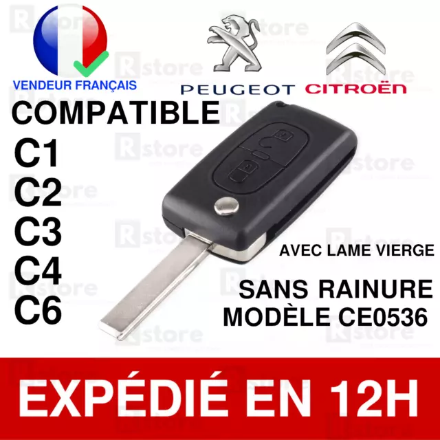 Coque Clé Citroen C3 Compatible Pour C1/C2/C3/C4/C5/C6 Modèle Ce0536 2 BOUTONS