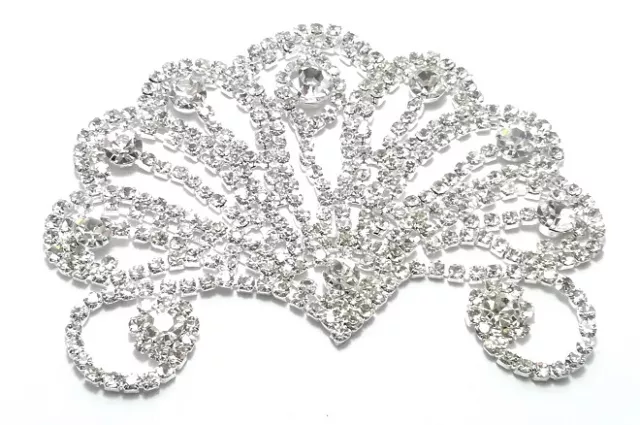 1 Applicazione Strass cm 8,3x6,5 Crystal-Silver Art. A1310