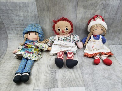 Lot Of 3 Rare Vintage Knickerbocker Dolls - Hollie Hobbie & Raggedy Ann