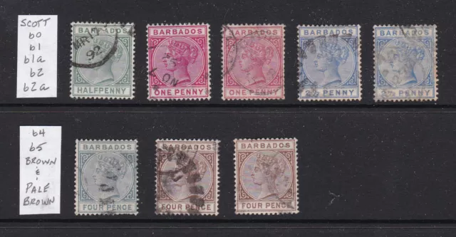 Barbados - Scott 60/65 Used + Varieties, 1882 - 1885