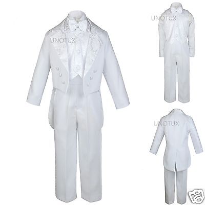 New Infant Boy Toddler Wedding Communion Baptism Graduation Tuxedo White Suit