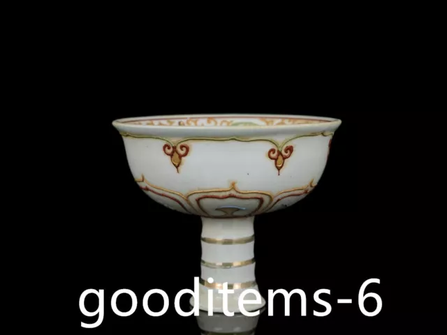 5"China Old Antique Porcelain Yuan dynasty Flower Pattern High Foot Cup33