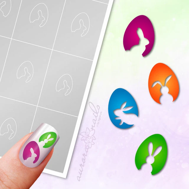 Plantillas para aerógrafo y arte de uñas SET021 Pascua huevo de Pascua Conejo Pascua SET