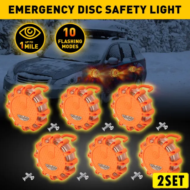 12X LED Magnetic Light Car Round Beacon  Hazard Strobe Warning SOS Lamp