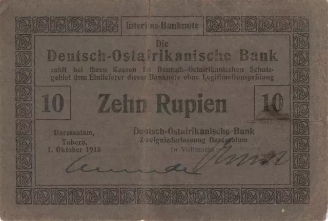 DOA 10 Rupien 1915 Ro912a VF- Berendt / Kirst