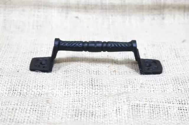 2 Cast Iron Cabinet Handle Gate Pull Door Handles Fancy Drawer Pulls Matte Black 5