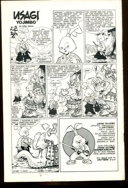 ZELL SWORDDANCER 1 (9.4) USAGI YOJIMBO THOUGHTS & IMAGE (B062) Signed 3