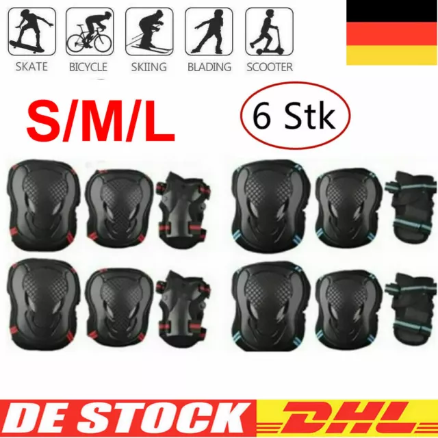 6 pcs Erwachsenen Protektorenset Sport Inlineskating Schutzausrüstung Sets S/M/L