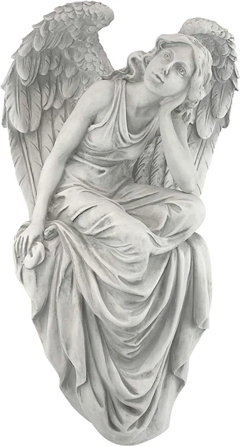 Angel Woman Statue 15 Inch Resin Mythology White Medium Carved Art Deco Novelty