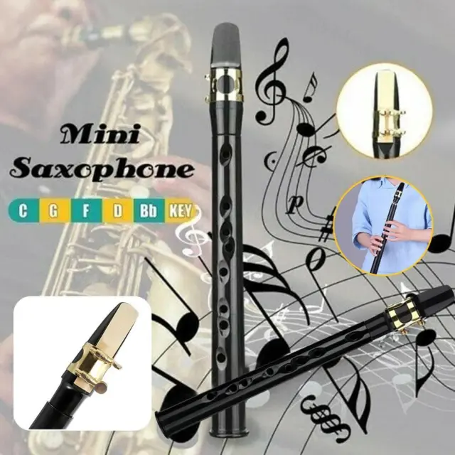Mini Pocket Saxophone C Key Sax Woodwind Instrument Bag with Carrying Black NEW
