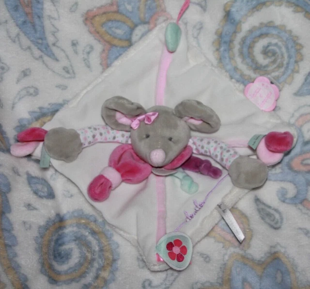 DOUDOU ET COMPAGNIE SOURIS PEARLY PLAT BLANC ROSE GRIS NEUF dc2978
