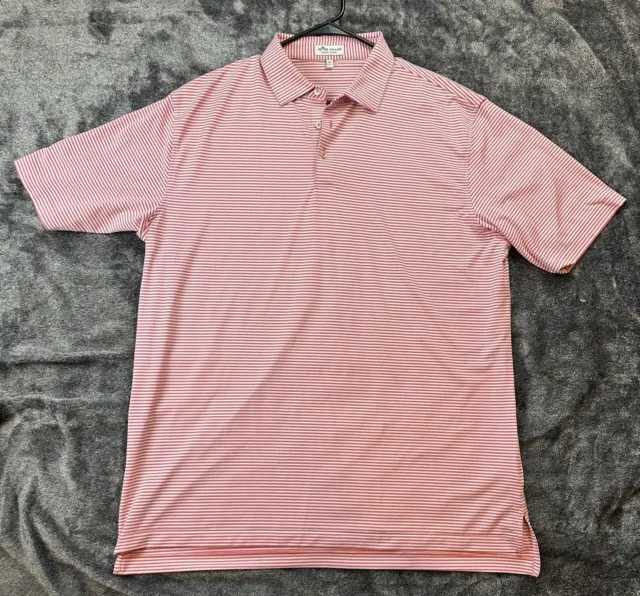 Peter Millar Summer Comfort Men's XL Golf Polo Shirt Pink White Striped