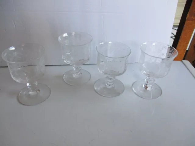 Vintage Set of 4 Heisey Crystal Orchid 3.5 " Stemware Sherbets Elegant Glass Vintage Set of 4 Heisey Crystal Orchid 3.5 " Stemware Sherbets Elegant Glass