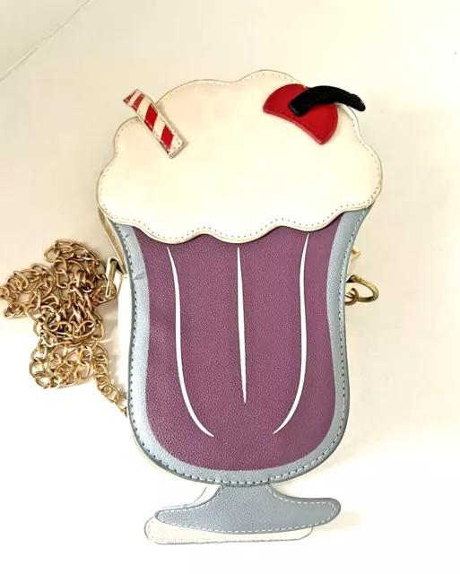 Purse Ice Cream Soda Shaped With Gold Chain ! Unique    Nwot