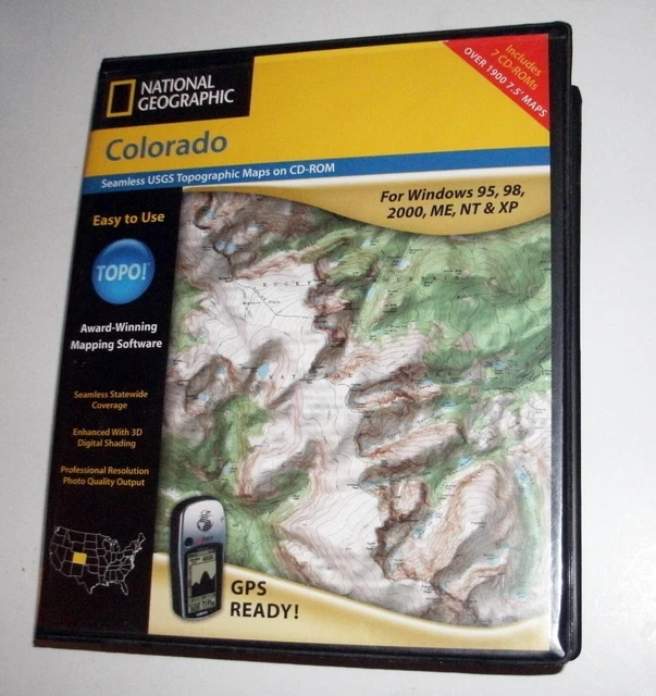 National Geographic Topo! COLORADO Map Software 2003 Windows XP Complete Set