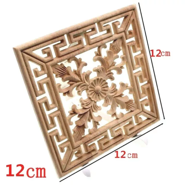 Vintage Unpainted Wood Carved Decal Corner Onlay Applique Frame Furniture Decor