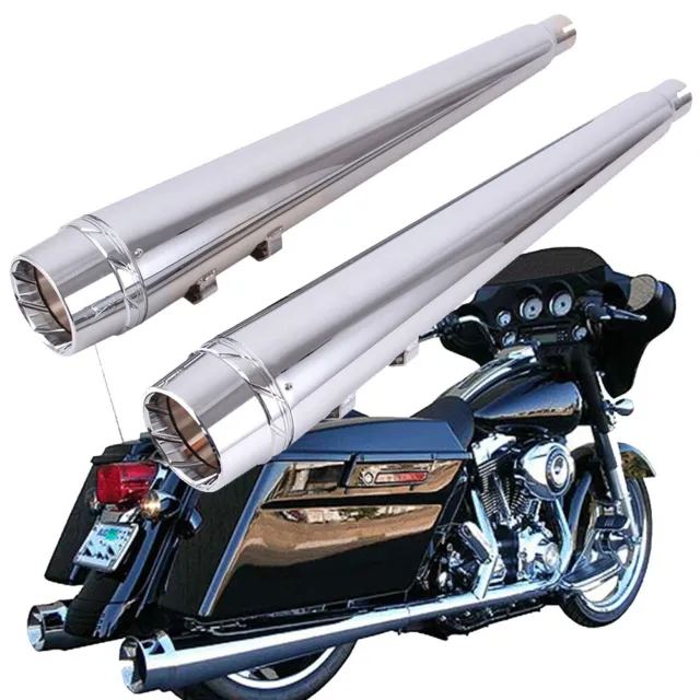4" Megaphone Mufflers Exhaust Slip-On Pipe For Harley Touring Road King 95-2016