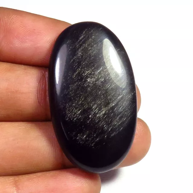 Naturel Argent Brillant Obsidienne Cabochon 34 Cts. Forme Ovale Gemme SV-79