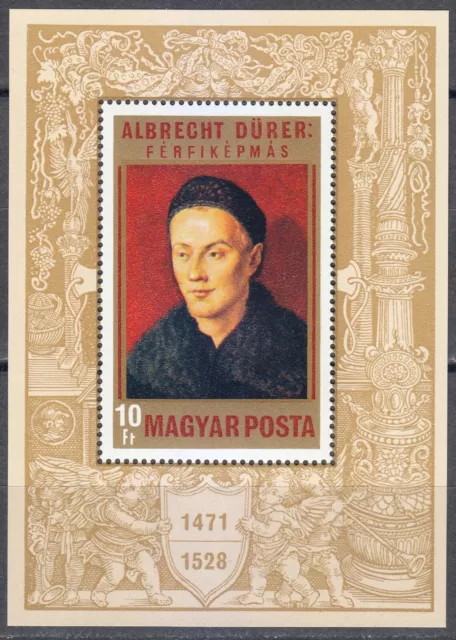 Hungary 1971 MNH Block 81 Sc 2074 Portrait of a Man, by Durer, German painter **