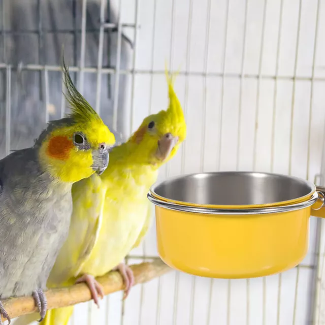 2pcs Parrot Feeder Bird Food Bowl Water Bowl Parrot Cage Metal Feeding Bowl
