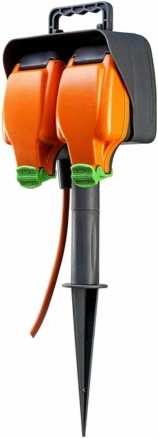Weatherproof Inline Double Socket MASTERPLUG 15 METRE Weatherproof Outdoor Inline Double Socket on Garden ...