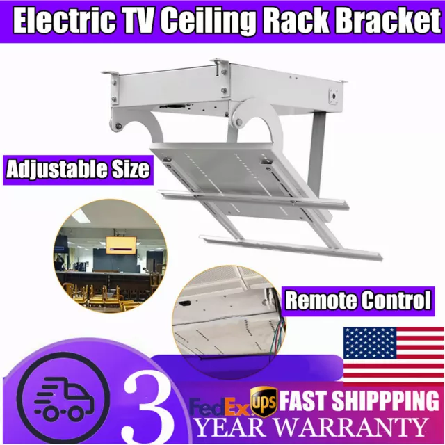 32"-70" inch LED LCD TV Ceiling Lift Hanger Electric Turner Stander Remote 110V