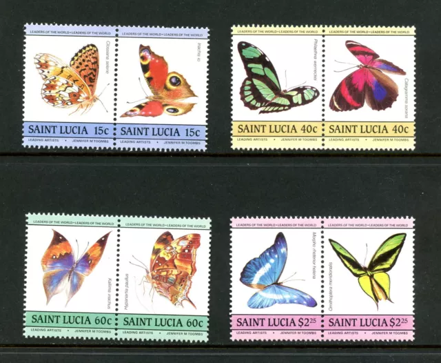 G814 St.Lucia 1985 Papillons Paires MNH