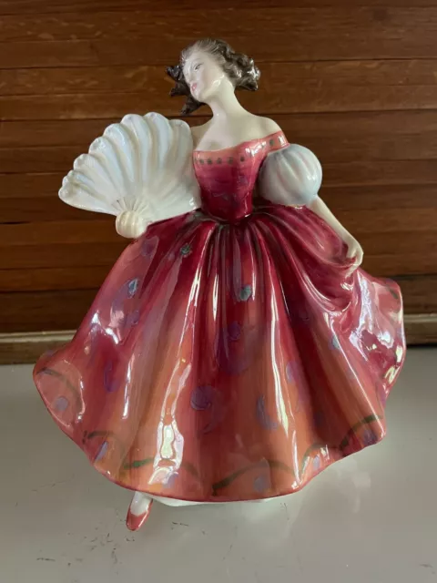 Royal Doulton Bone China Figurine "First Waltz" Red Gown & Fan 1978  HN 2862