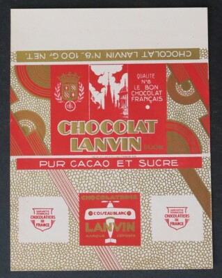 Etiquette CHOCOLAT LANVIN L OISEAU BLANC  French chocolate label 