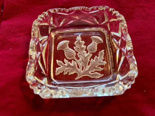 Scottish Thistle Crystal Hand Cut Trinket Dish Pin Dish Ash Tray Multi-use Dish