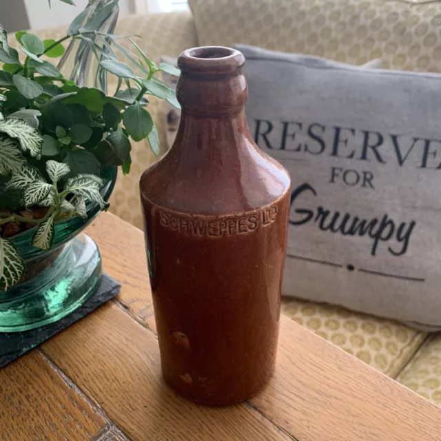 Schweppes ltd Glazed Old Ginger Beer Bottle Victorian Vintage