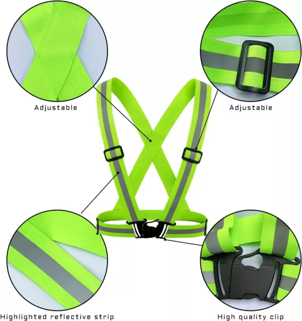 cinghia posteriore riflettente, gilet riflettente, con 2 cinturini fluorescenti 3