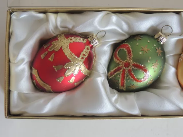 6 Germany Glass Easter Egg Christmas Ornaments in Original Box 3